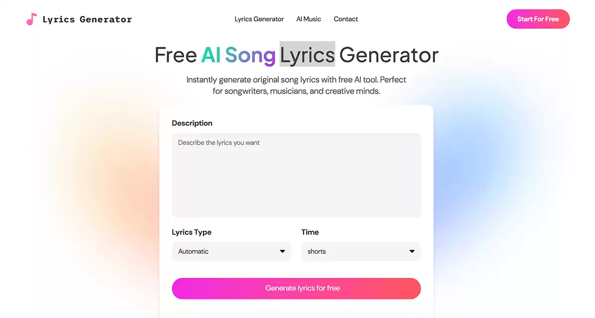 Lyrics Generator-免费人工智能歌词生成器和人工智能歌曲作家