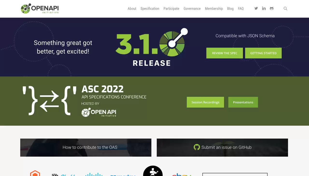 OpenAPI 官网首页截图