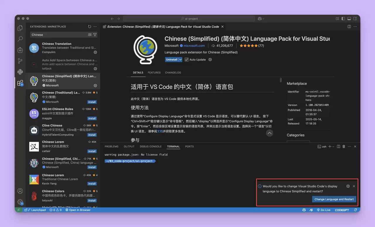 VSCode 中如何设置中文？汉化版图文教程