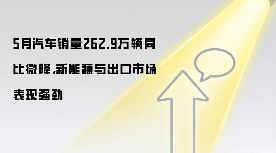 5月汽车销量262.9万辆同比微降,新能源与出口市场表现强劲