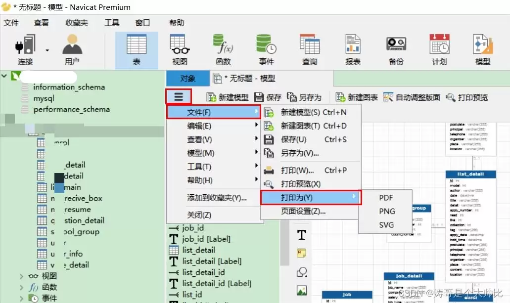 用Na vicat生成ER关系图并导出全过程