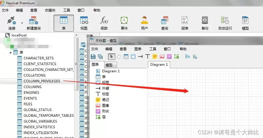 用Na vicat生成ER关系图并导出全过程
