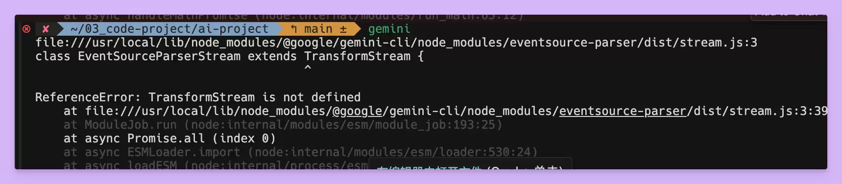 ReferenceError: TransformStream is not defined 错误是怎么回事?
