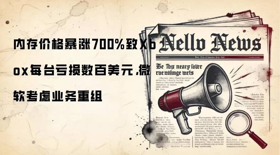 内存价格暴涨700%致Xbox每台亏损数百美元，微软考虑业务重组