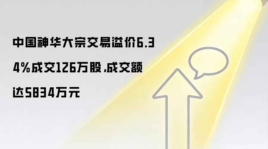 中国神华大宗交易溢价6.34%成交126万股，成交额达5834万元