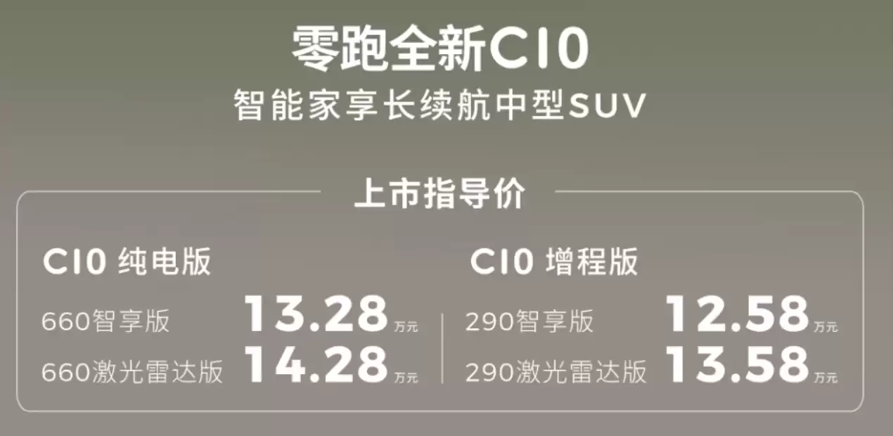 零跑全新C10/C11/C16上市：全系标配前排双零重力座椅，C10车型12.58万元起