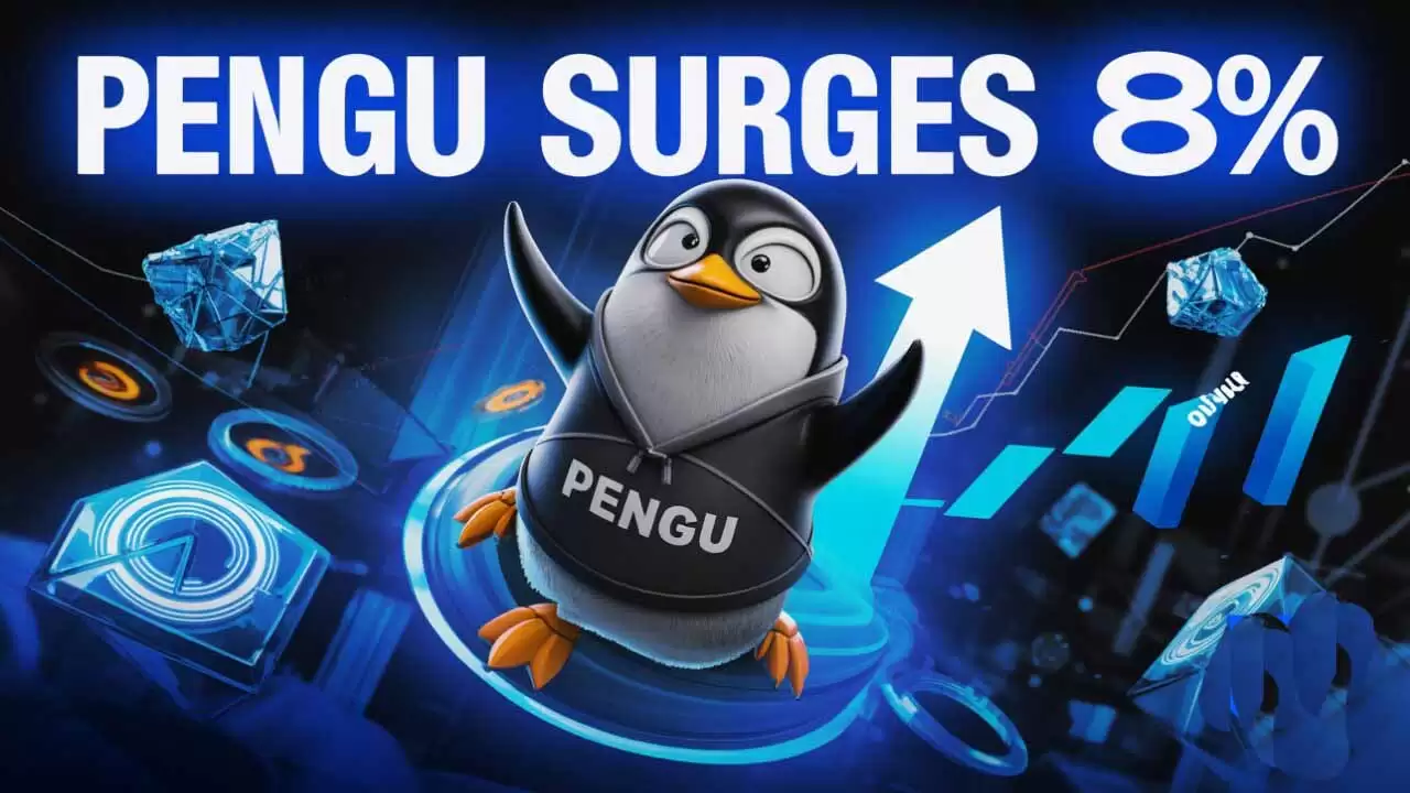 PENGU 代币上涨 8%，而 Pudgy Penguins NFT 底价持平的数据对比图表
