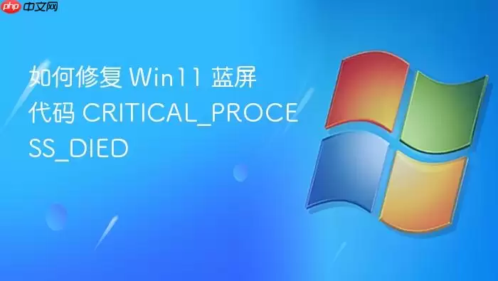 如何修复 Win11 蓝屏代码 CRITICAL_PROCESS_DIED