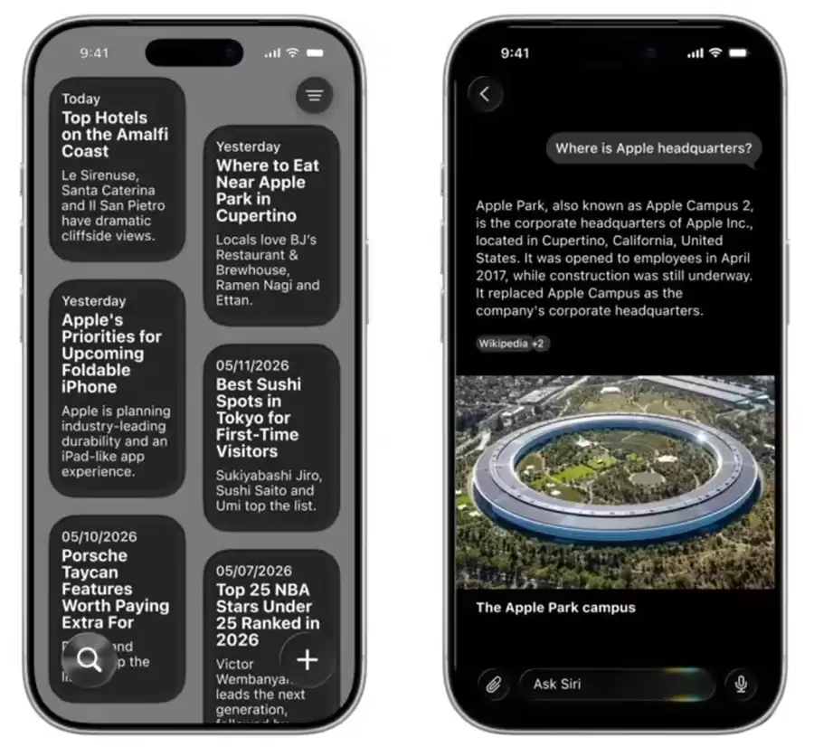iOS 27 Siri界面前瞻：搬进灵动岛，通知中心挪到左上角，相机也升级了