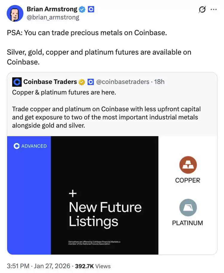 黄金突破5300美元,因泰达币（Tether）囤积黄金,Coinbase推广期货