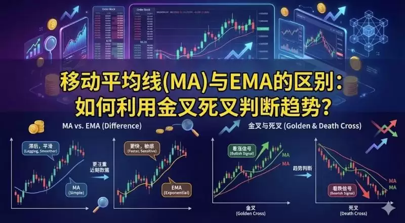 加密货币MA与EMA的区别图解 金叉死叉实战应用