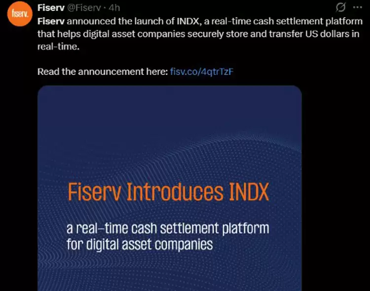Fiserv打造加密公司实时美元通道