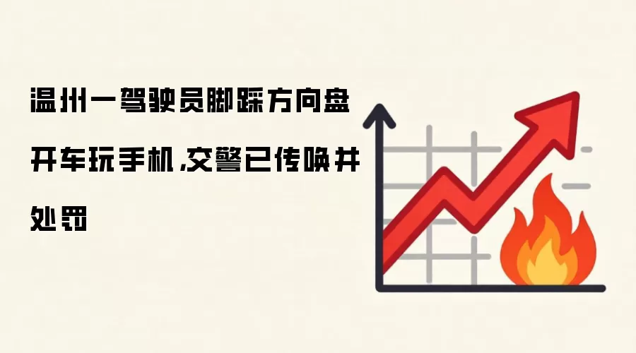 温州一驾驶员脚踩方向盘开车玩手机,交警已传唤并处罚