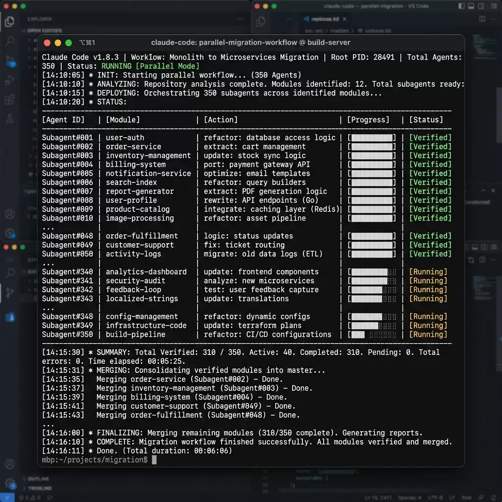 Claude Code 终端运行 Dynamic Workflows 截图