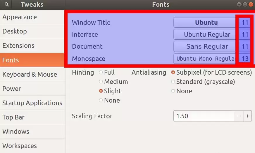 Ubuntu17.10怎么修改系统字体大小?
