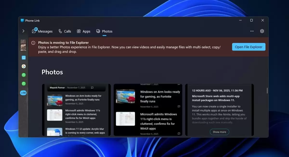 Win11优化手机照片查看功能:未来需通过文件资源管理器访问