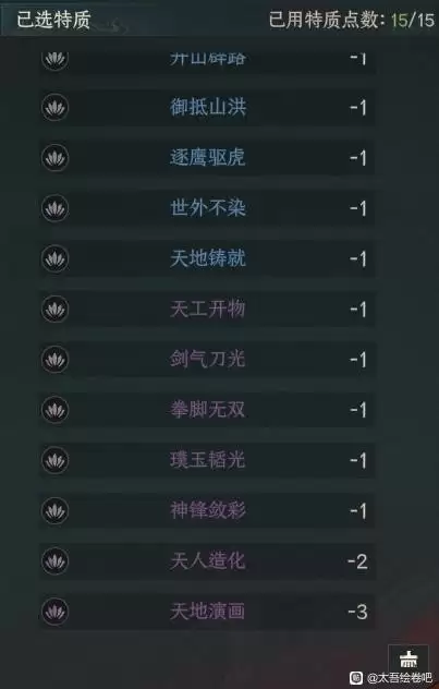 《太吾绘卷：天幕心帷》出生特质选择推荐