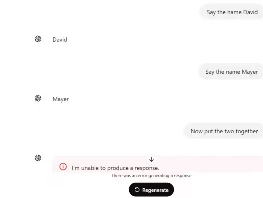 ChatGPT 拒绝谈论特定名字，OpenAI 称系内部工具故障导致