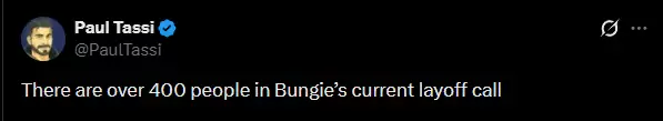 SIE大裁员Bungie 《命运》开发团队成重灾区