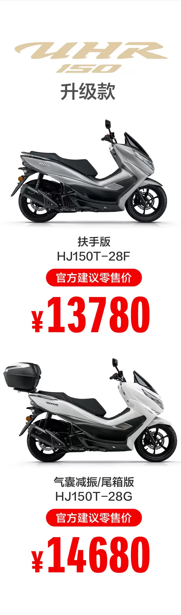 13780元起 新款豪爵UHR150上市：大灯更亮、给手机充电更快
