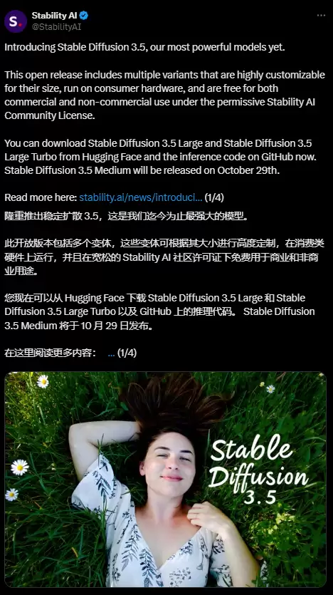开源文生图 AI 重磅选手上新：Stable Diffusion 3.5 最强全家桶登场、消费级硬件上“开箱即用”