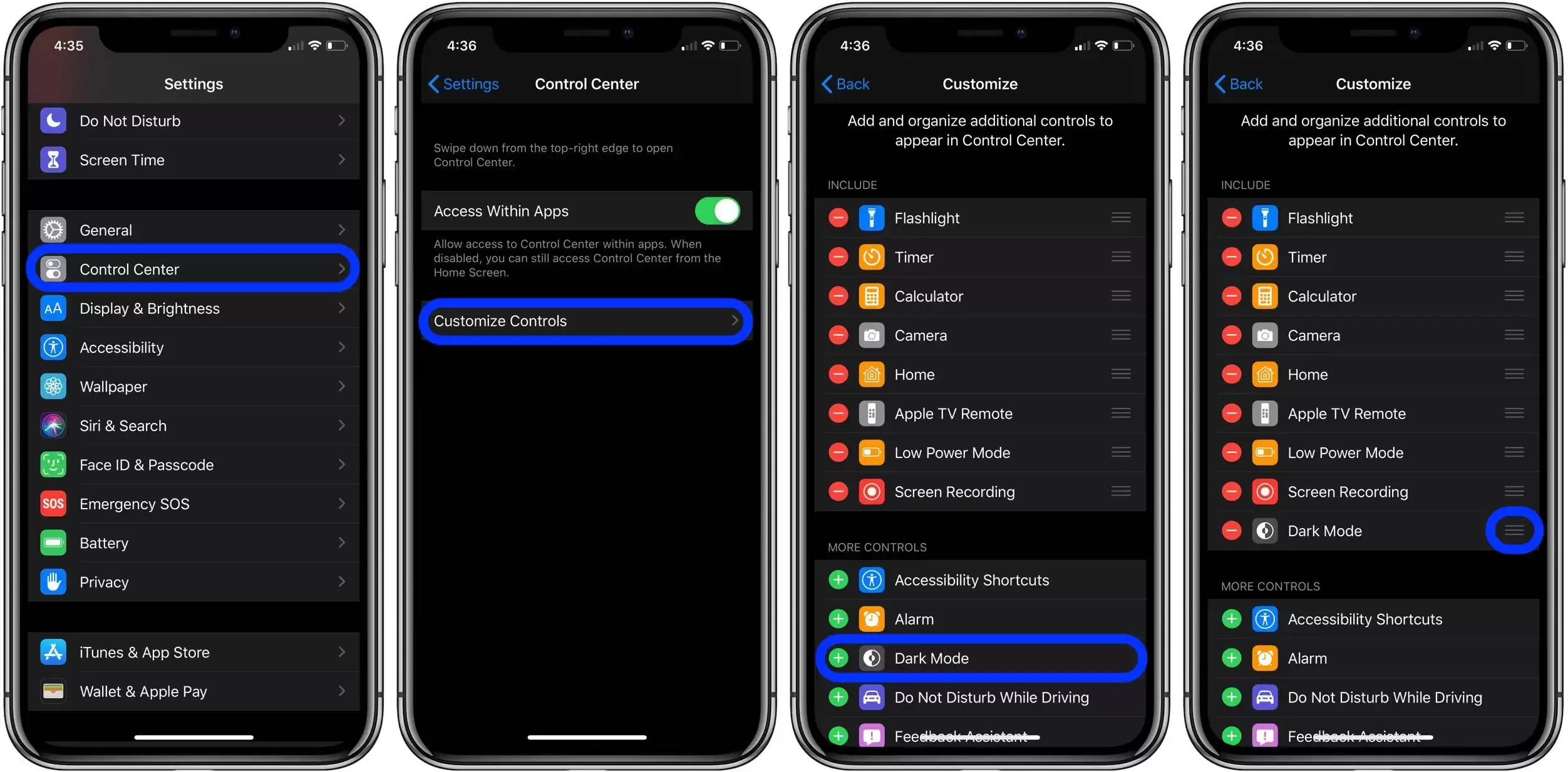 iOS 13 教程:如何在 iPhone 和 iPad 的控制中心添加「深色模式」开关 iOS 13 教程:如何在 iPhone 和 iPad 的控制中心添加「深色模式」开关