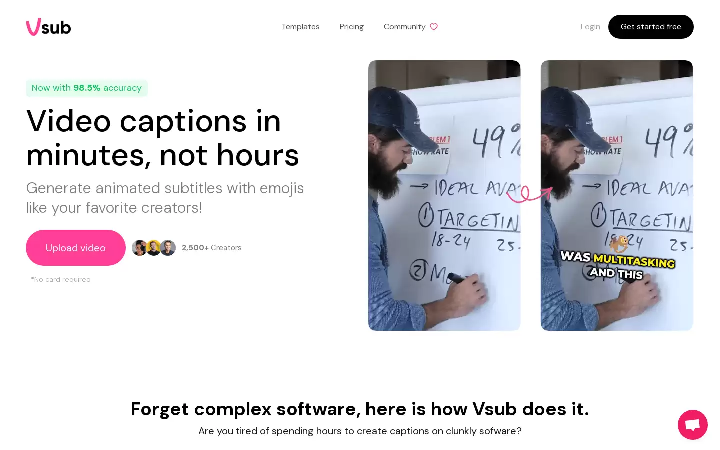 Vsub : AI 字幕视频，简单高效