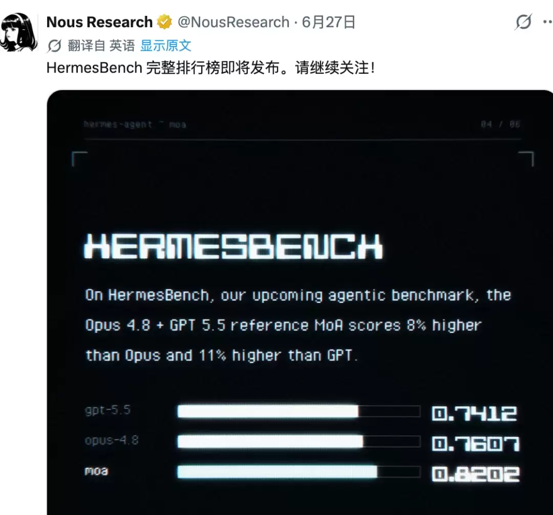 Hermes新功能上线！比Opus 4.8和GPT-5.5还猛