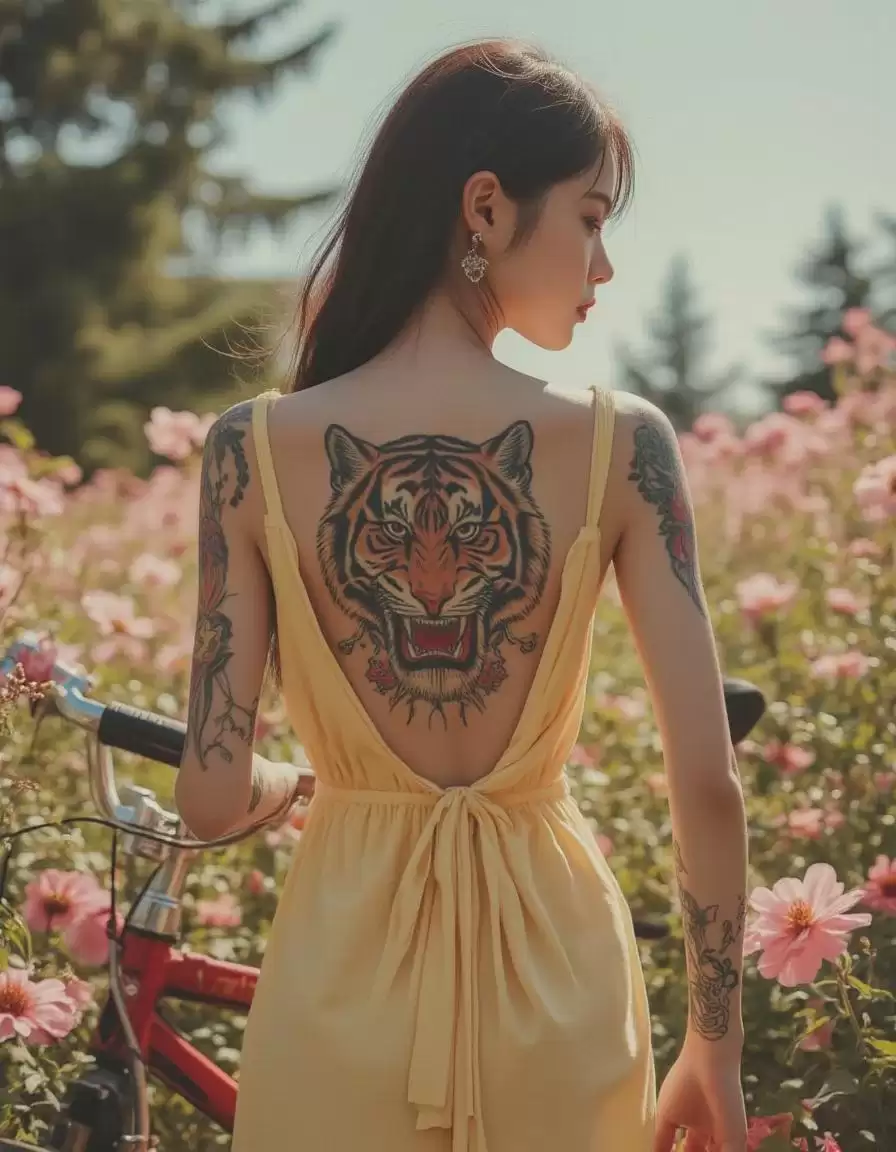 用AI绘图画出超真实的纹身小姐姐，一款以叛逆女孩纹身为主题的Flux LORA模型