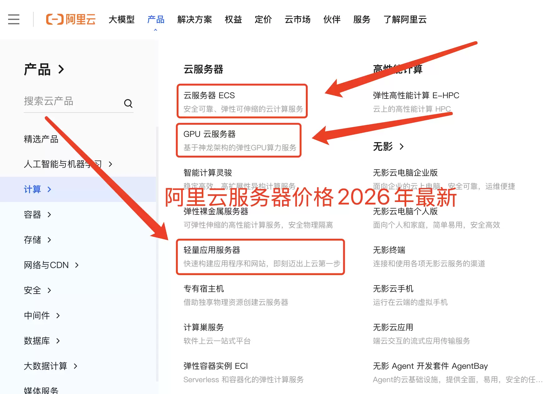 ECS实例选购页面