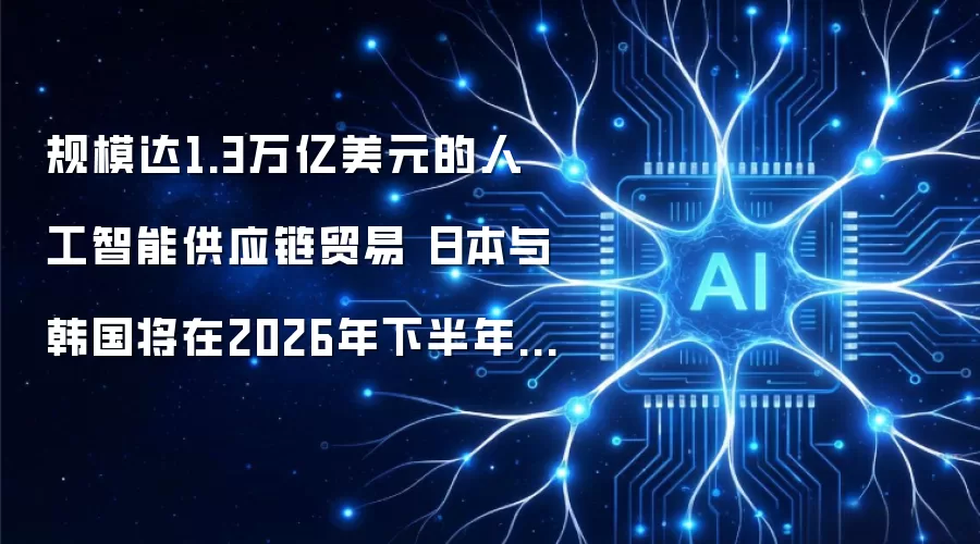 规模达1.3万亿美元的人工智能供应链贸易 日本与韩国将在2026年下半年占据主导地位