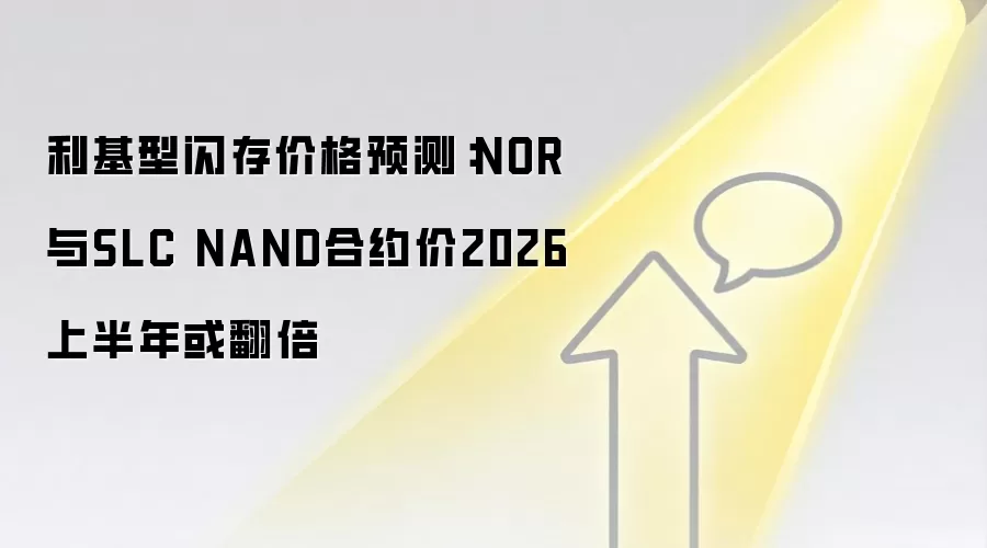 利基型闪存价格预测:NOR与SLC NAND合约价2026上半年或翻倍