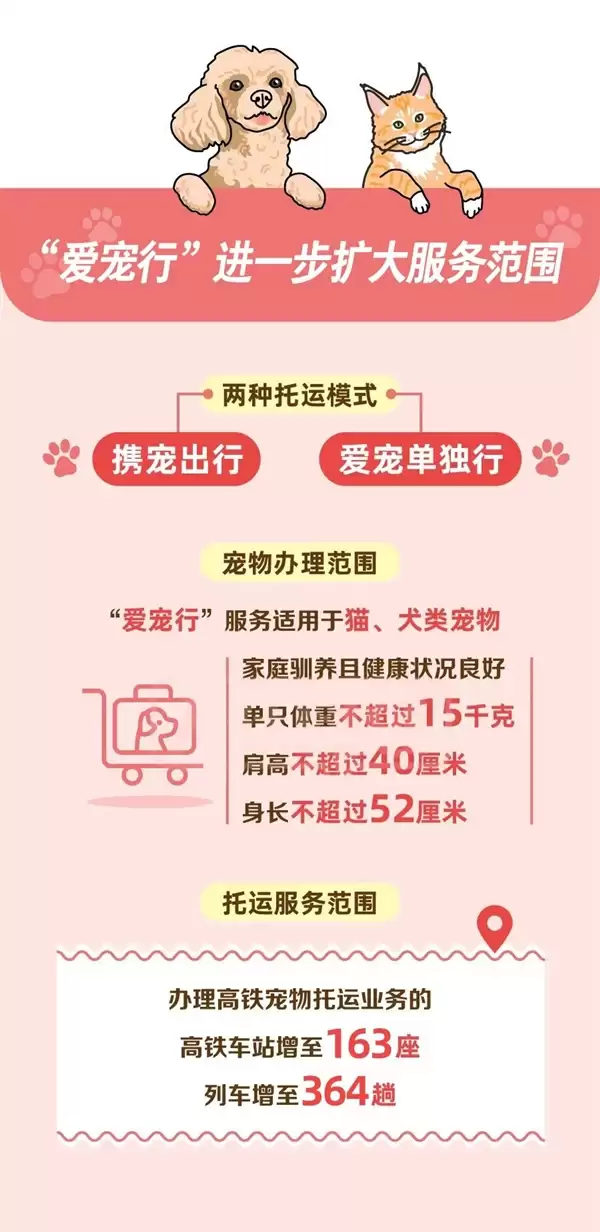 带宠物坐火车更方便了!铁路“爱宠行”服务扩容:新增32座办理车站
