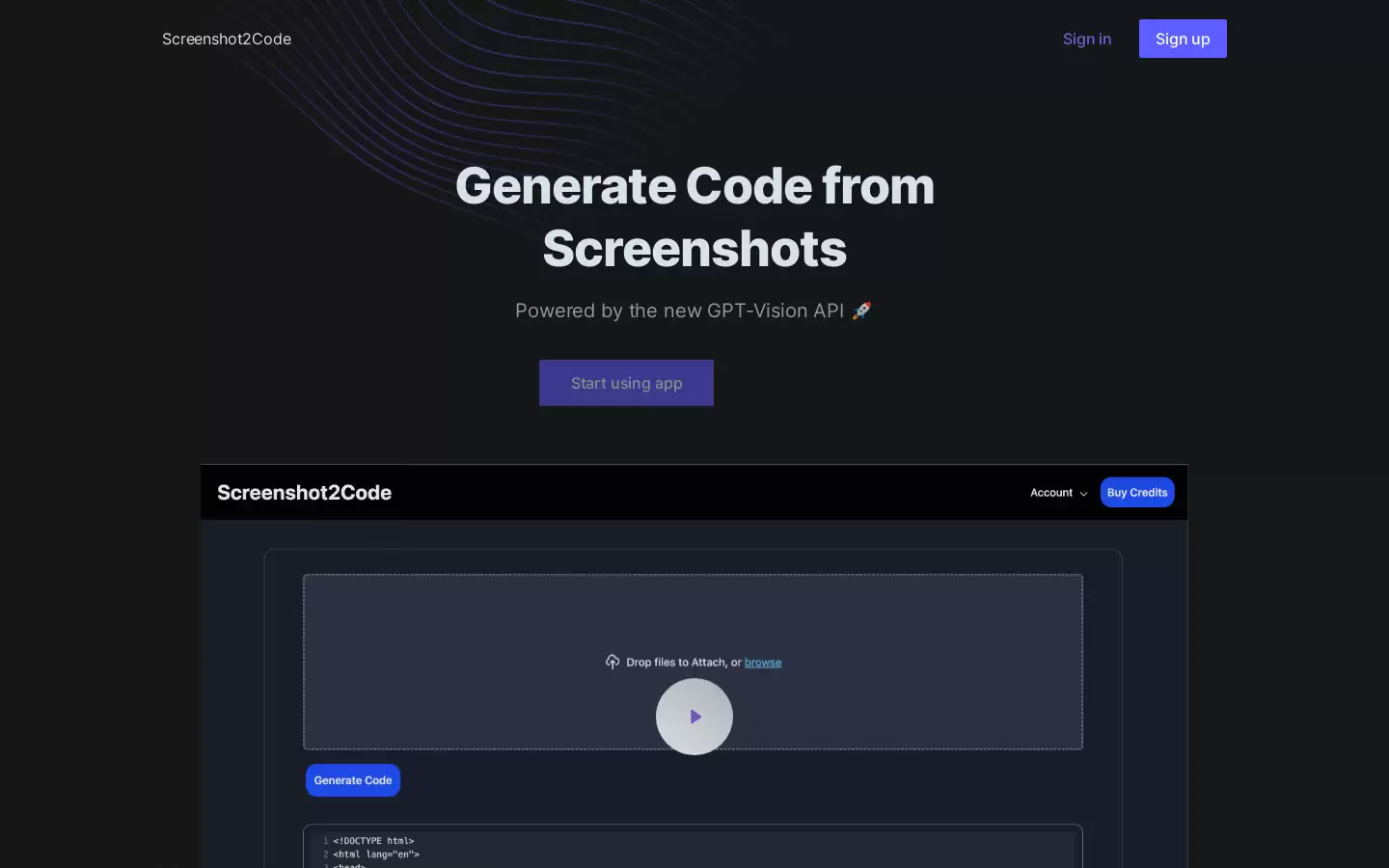 Screenshot2Code : 将截图转换为代码