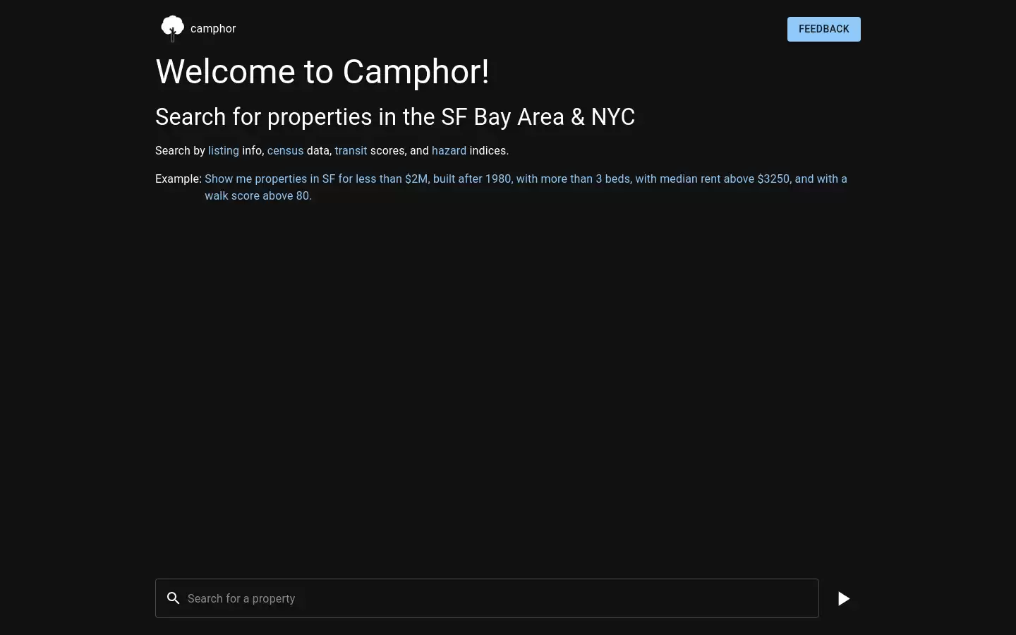 Camphor Search : Camphor是一款基于AI的房产搜索引擎