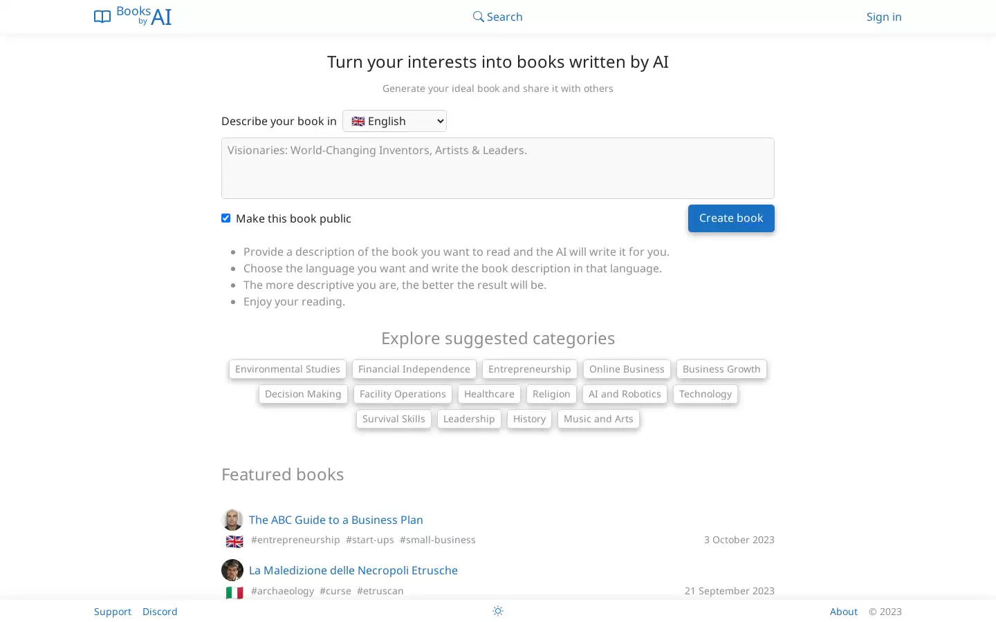 BooksByAI : AI创作你心仪的图书
