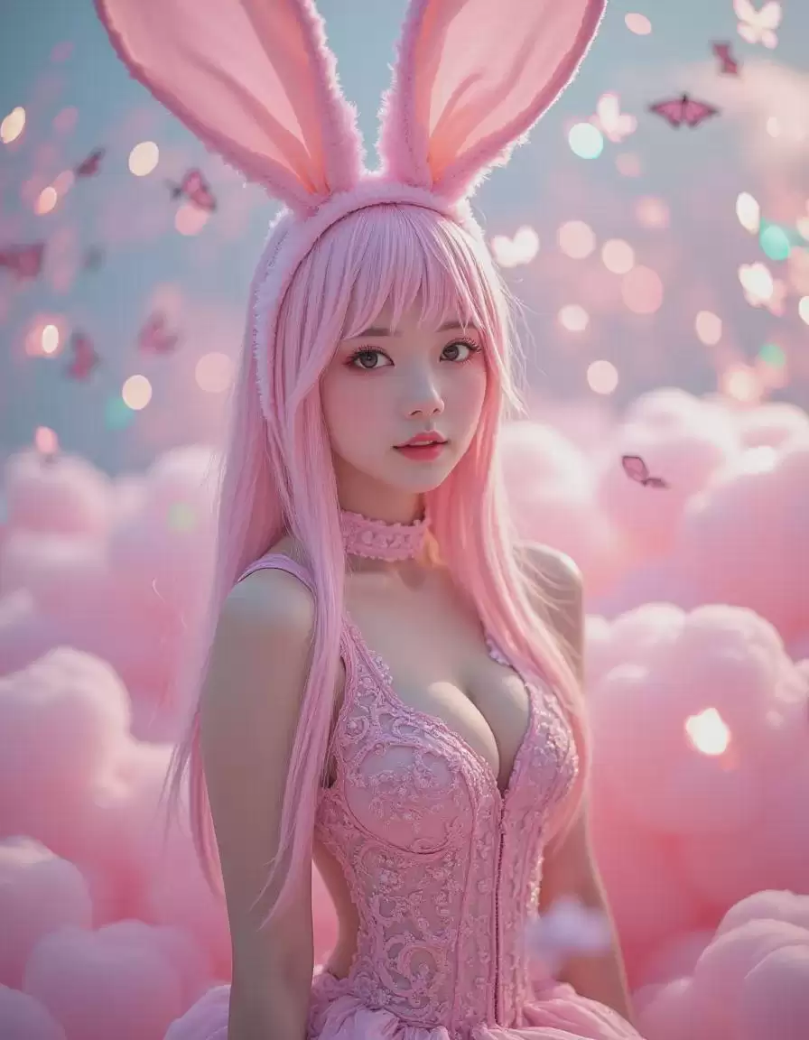 性感可爱兔女郎CosPlay,利用FLux LORA模型在comfyuiUI生成高度真实的AI图像