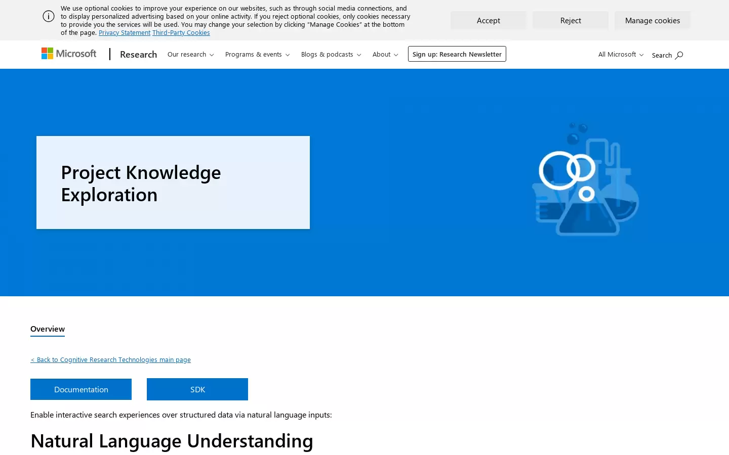 Microsoft Knowledge Exploration : 使用知识探索API通过自然语言输入实现对结构化数据的交互式搜索体验。