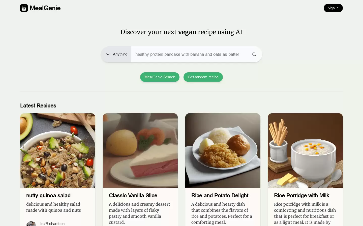 MealGenie : 发现下一道健康食谱