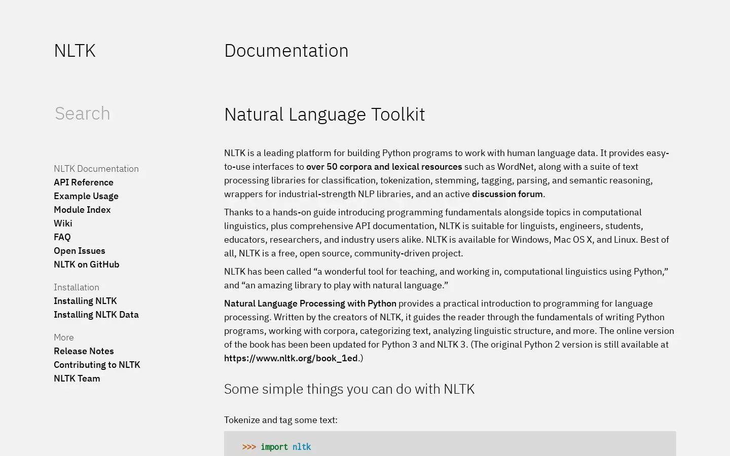 NLTK : Python自然语言处理工具包