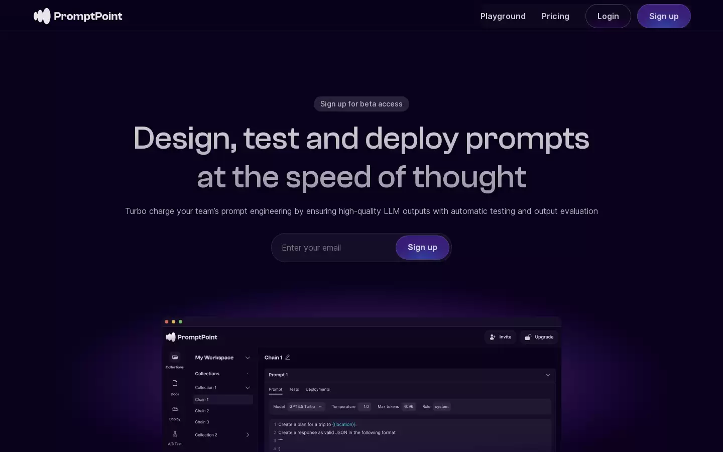 PromptPoint : 高效设计、测试和部署提示语的工具