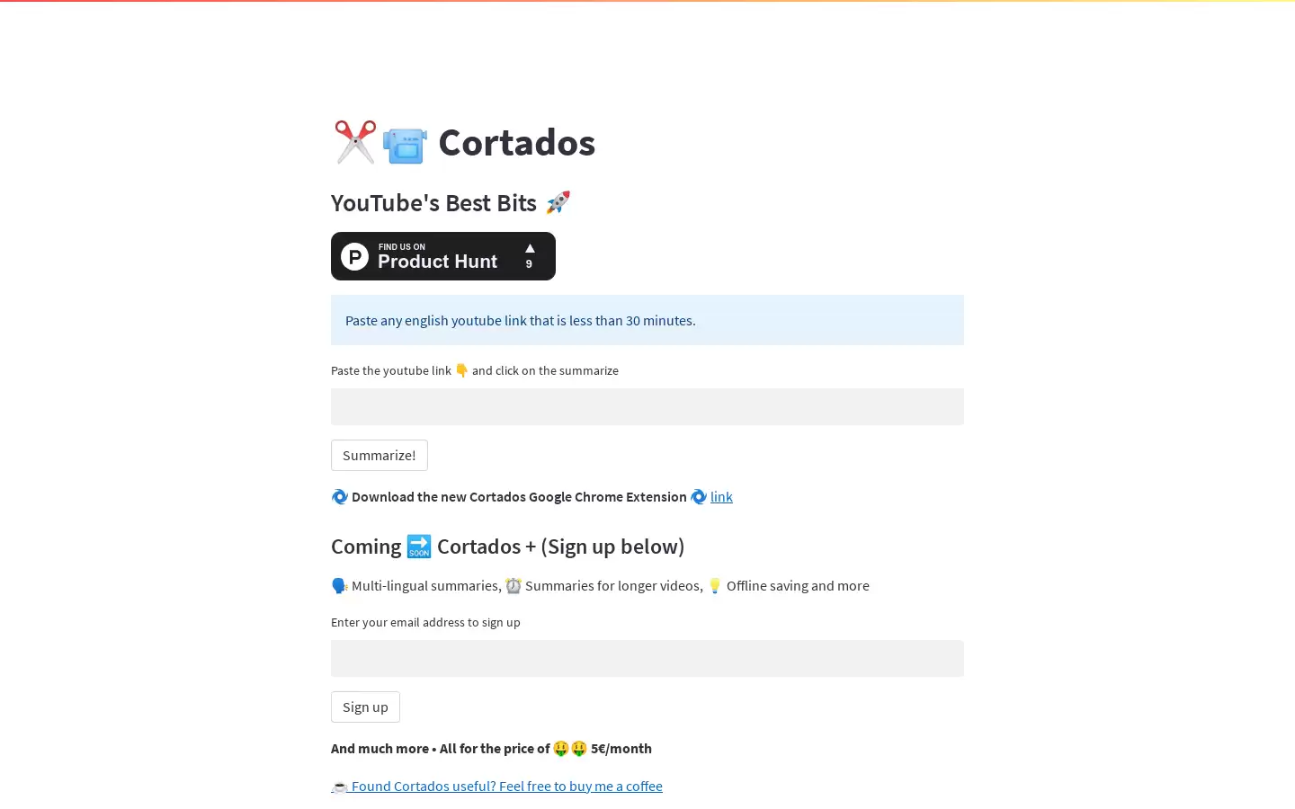 Cortados : YouTube 内容摘要工具