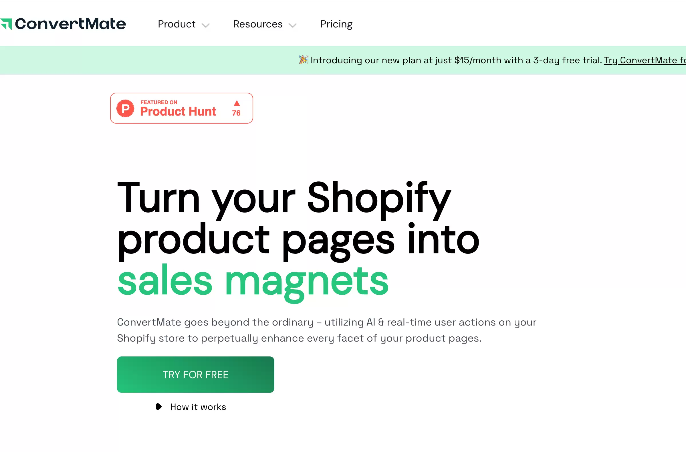 ConvertMate : ConvertMate是一款使用AI和高级分析技术的Shopify产品页面优化工具。