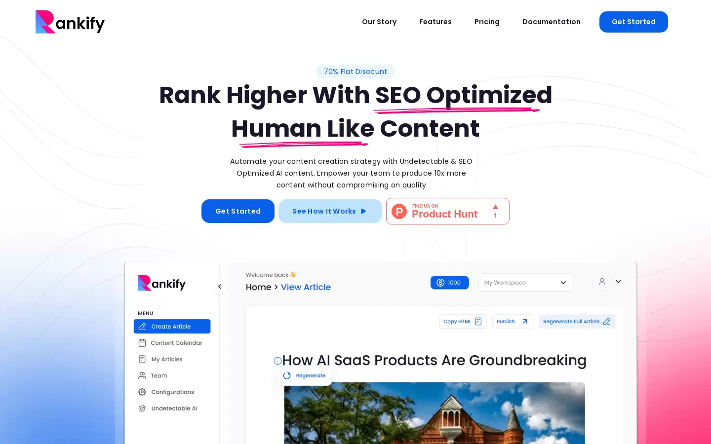 Rankify AI : SEO优化的AI内容，帮助网站排名更高