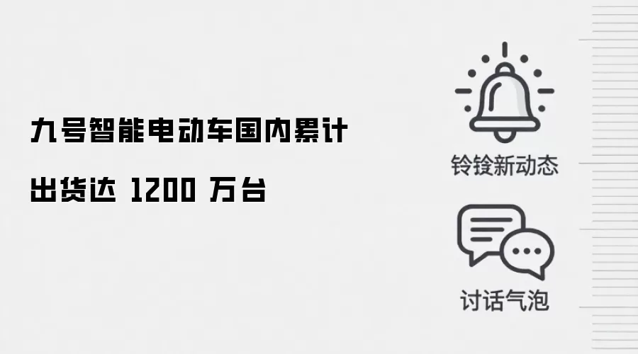 九号智能电动车国内累计出货达 1200 万台