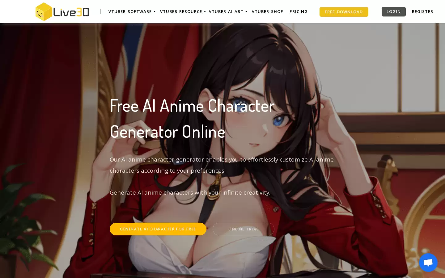 AI Anime Character Generator By Live3D : AI动漫角色生成器