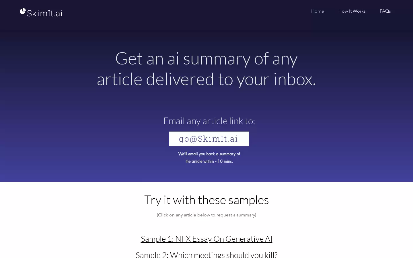 SkimIt.ai : 获取任何文章的AI摘要