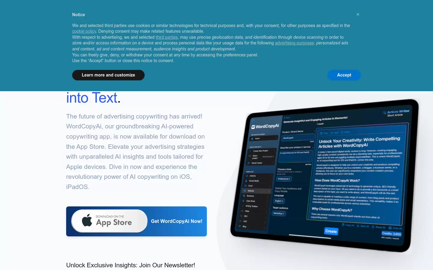 WordCopyAi : AI广告文案助手