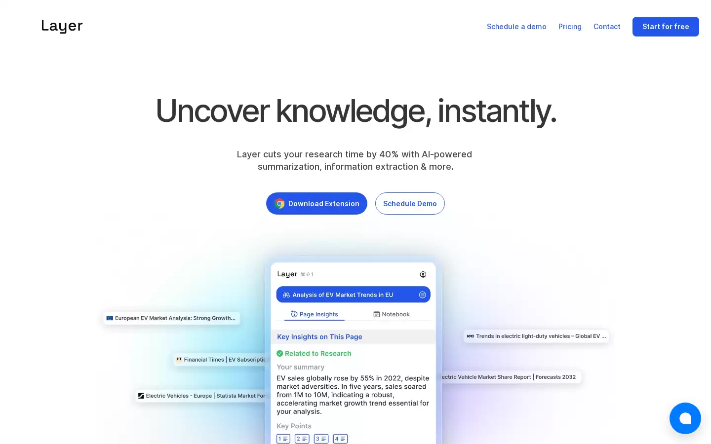 Layer : AI助理预览、提取关键信息和整理笔记