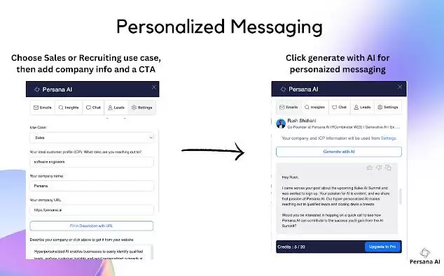 Persana AI - GPT for LinkedIn, Gmail, Hubspot : 写销售邮件,生成AI智能回复,LinkedIn、Gmail、Hubspot集成